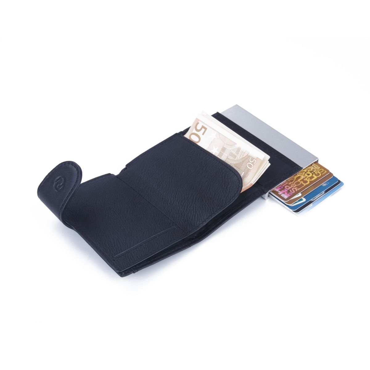 C-Secure Slim Aluminum Card Holder with Cork - Brown